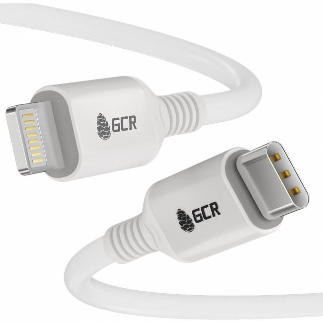 GCR Кабель PREMIUM 0.5m TypeC/Lightning MFI POWER DELIVERY 18 W, быстрая зарядка, белый силикон, AL case белый, белый ПВХ, GCR-53534 Кабель Greenconnect 0.5 м (GCR-53534) — для бизнеса и офиса GCR Кабель PREMIUM 0.5m TypeC/Lightning MFI POWER DELIVERY 18 W, быстрая зарядка, белый силикон, AL case белый, белый ПВХ, GCR-53534 Кабель Greenconnect 0.5 м (GCR-53534) — для бизнеса и офиса