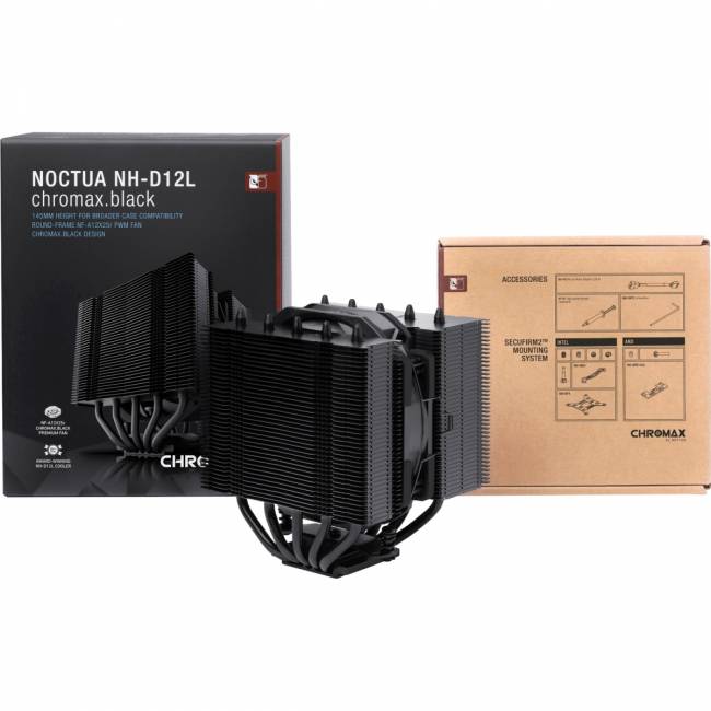Кулер для процессора Noctua NH-D12L chromax.black — для бизнеса и офиса Кулер для процессора Noctua NH-D12L chromax.black — для бизнеса и офиса
