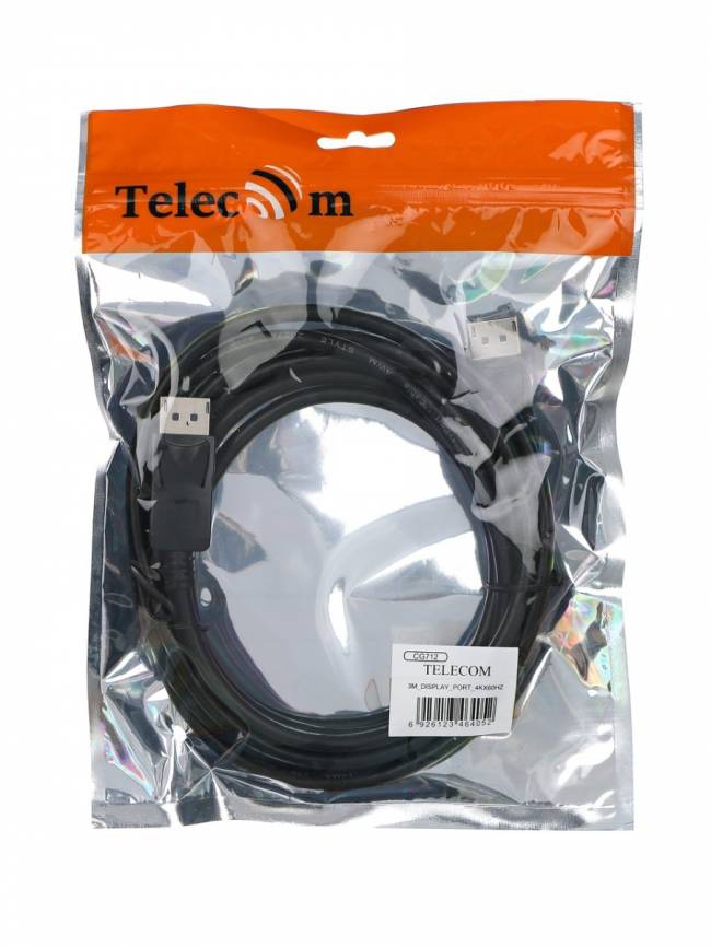 Кабель соединительный DISPLAY PORT v1.2 4K@60Hz  3м Telecom <CG712-3M> Telecom DisplayPort (m) - DisplayPort (m) 3м — для бизнеса и офиса