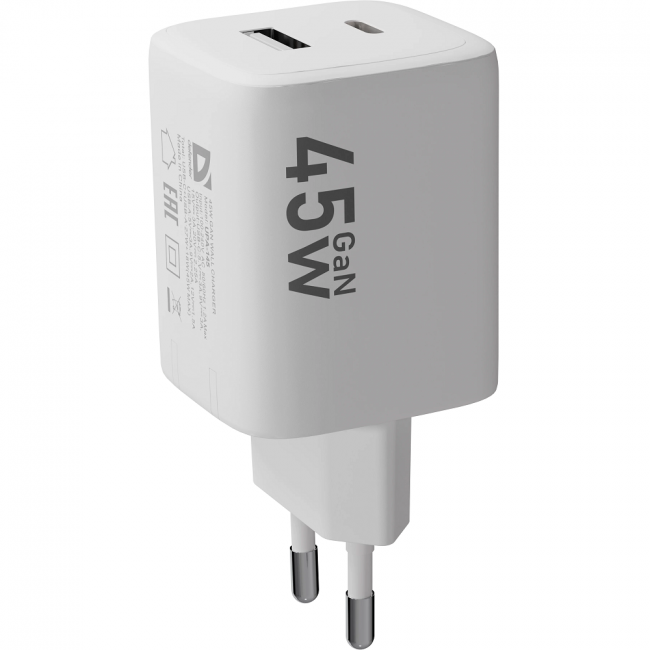 Defender Сетевой адаптер UPA-145 45W, USB A+C, белый Defender 83245 — для бизнеса и офиса Defender Сетевой адаптер UPA-145 45W, USB A+C, белый Defender 83245 — для бизнеса и офиса
