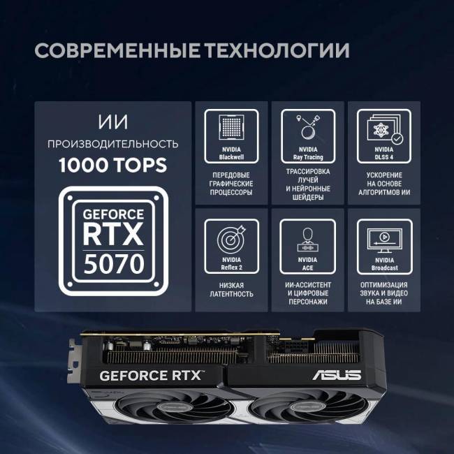 Видеокарта ASUS DUAL-RTX5070-O12G — для бизнеса и офиса Видеокарта ASUS DUAL-RTX5070-O12G — для бизнеса и офиса