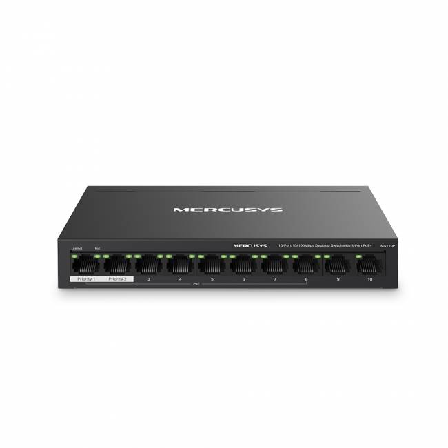 Коммутатор Mercusys MS110P — для бизнеса и офиса Коммутатор Mercusys MS110P — для бизнеса и офиса