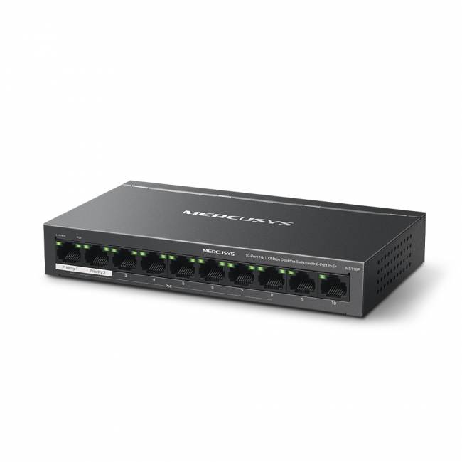 Коммутатор Mercusys MS110P — для бизнеса и офиса Коммутатор Mercusys MS110P — для бизнеса и офиса