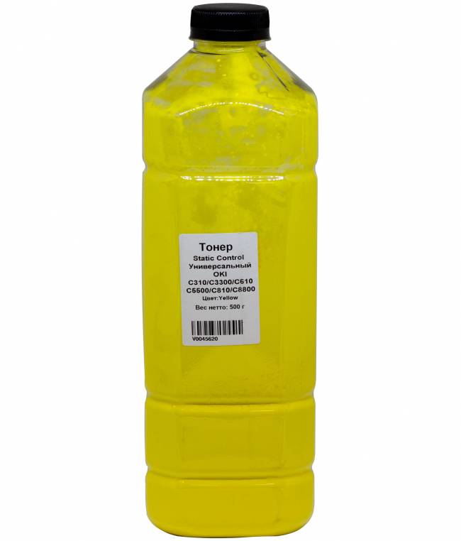Тонер Static Control Универсальный для Oki C310/C3300/C610/C5500/C810/C8800, Y, 500 г, канистра — для бизнеса и офиса Тонер Static Control Универсальный для Oki C310/C3300/C610/C5500/C810/C8800, Y, 500 г, канистра — для бизнеса и офиса