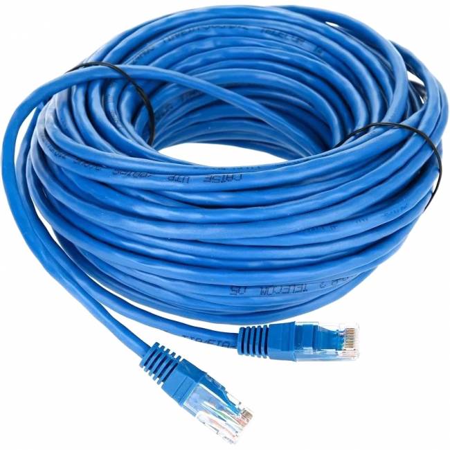 Патчкорд литой "Telecom" UTP кат.5е 20,0м синий VCOM NA102-L-20M — для бизнеса и офиса