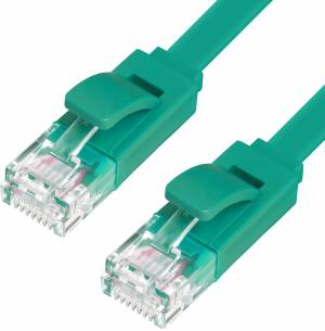 Greenconnect Патч-корд PROF плоский прямой 3.0m, UTP медь кат.6, зеленый, позолоченные контакты, 30 AWG, ethernet high speed 10 Гбит/с, RJ45, T568B Greenconnect RJ45(m) - RJ45(m) Cat. 6 U/UTP PVC 3м зелёный