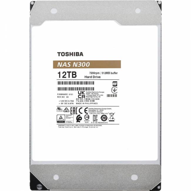 Жесткий диск Toshiba N300 NAS 12Tb (HDWG51CXZSTA) — для бизнеса и офиса Жесткий диск Toshiba N300 NAS 12Tb (HDWG51CXZSTA) — для бизнеса и офиса