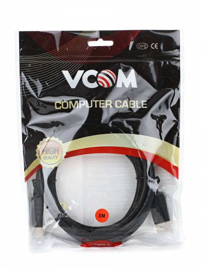 Кабель соединительный DISPLAY PORT v1.2, 4K@60Hz, 3m VCOM <VHD6220-3M> VCOM DisplayPort (m) - DisplayPort (m) 3м — для бизнеса и офиса
