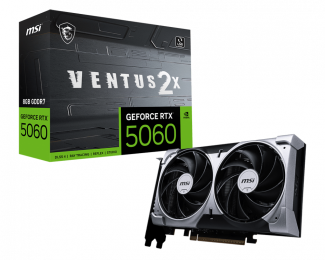 Видеокарта MSI GeForce RTX 5060 8G VENTUS 2X — для бизнеса и офиса Видеокарта MSI GeForce RTX 5060 8G VENTUS 2X — для бизнеса и офиса