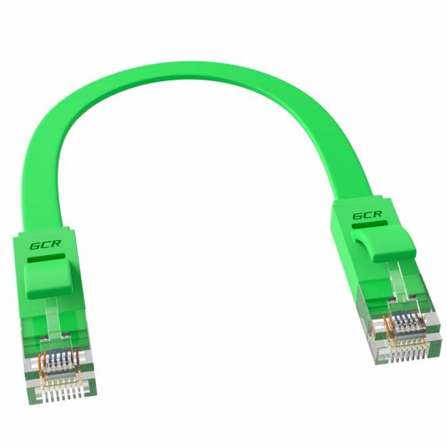 Greenconnect Патч-корд PROF плоский прямой 0.15m, UTP медь кат.6, зеленый, позолоченные контакты, 30 AWG, ethernet high speed 10 Гбит/с, RJ45, T568B Greenconnect RJ45(m) - RJ45(m) Cat.6 U/UTP LSZH 0.15м — для бизнеса и офиса
