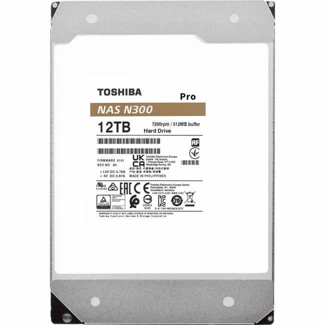 Жесткий диск Toshiba N300 Pro NAS 12Tb (HDWG51CXZSTB) — для бизнеса и офиса Жесткий диск Toshiba N300 Pro NAS 12Tb (HDWG51CXZSTB) — для бизнеса и офиса