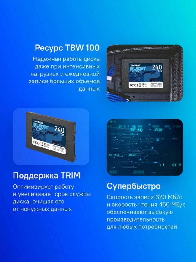Накопитель SSD Patriot PBE240GS25SSDR — для бизнеса и офиса