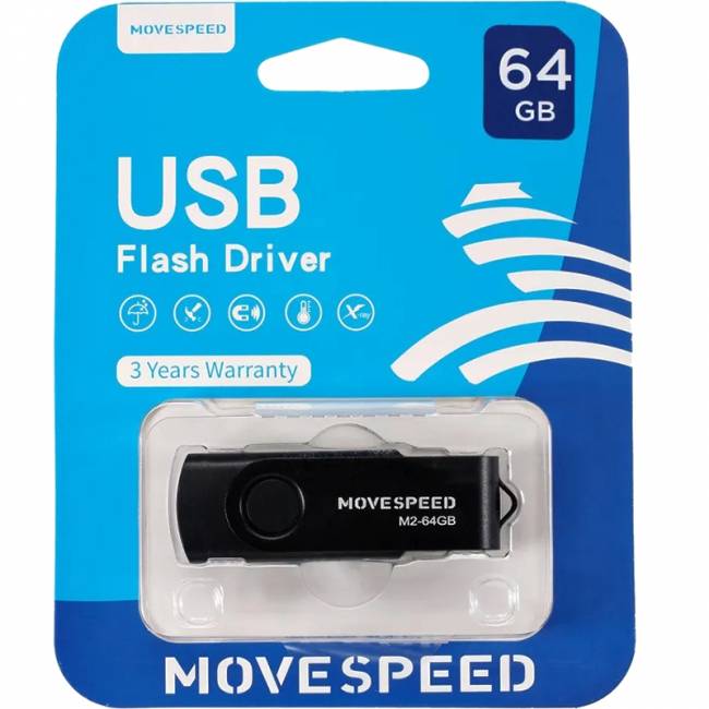 USB2.0 64GB Move Speed M2 черный Move Speed 64GB M2 (M2-64G) — для бизнеса и офиса