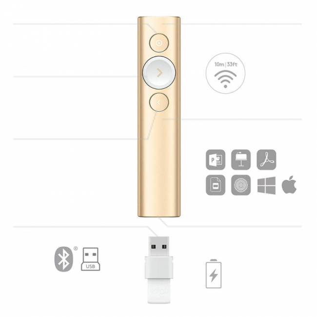Презентер Logitech PRESENTER, SPOTLIGHT GOLD R-R0011 — для бизнеса и офиса Презентер Logitech PRESENTER, SPOTLIGHT GOLD R-R0011 — для бизнеса и офиса