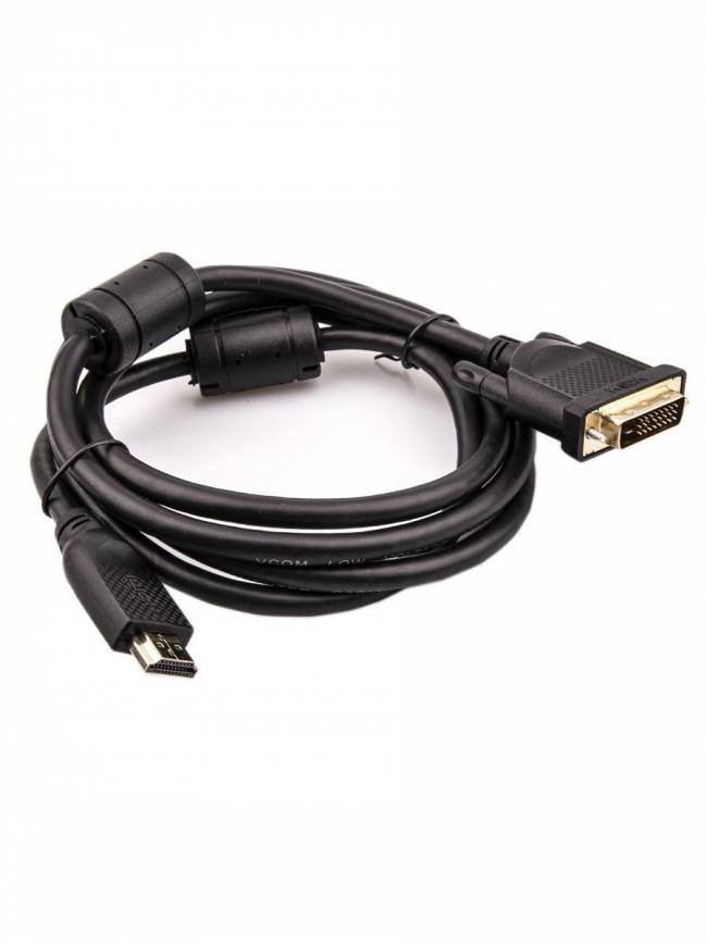 Кабель HDMI AM/DVI(24+1)M, 1.8м, CU, 1080P@60Hz, 2F, VCOM <CG484G-1.8M> VCOM HDMI (m) - DVI-D (m) 1.8м — для бизнеса и офиса