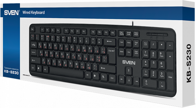 Клавиатура SVEN KB-S230 чёрная (104кл, каб. 2м) Sven KB-S230 — для бизнеса и офиса
