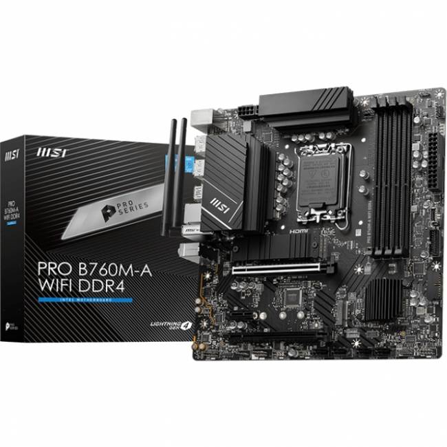 Материнская плата MSI PRO B760M-A WIFI DDR4 — для бизнеса и офиса Материнская плата MSI PRO B760M-A WIFI DDR4 — для бизнеса и офиса