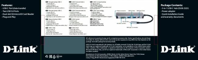 Концентратор Концентратор D-Link DUB-2325 с разъемом USB 3.0 Type-C (DUB-2325/A1A) — для бизнеса и офиса Концентратор Концентратор D-Link DUB-2325 с разъемом USB 3.0 Type-C (DUB-2325/A1A) — для бизнеса и офиса