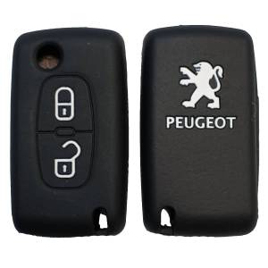 Чехол силиконовый выкидного ключа PEUGEOT 2 кнопки (с лого)