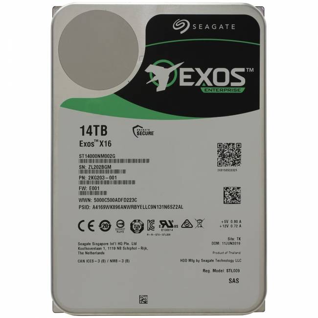 Жесткий диск Seagate Exos X16 14Tb ST14000NM002G — для бизнеса и офиса Жесткий диск Seagate Exos X16 14Tb ST14000NM002G — для бизнеса и офиса
