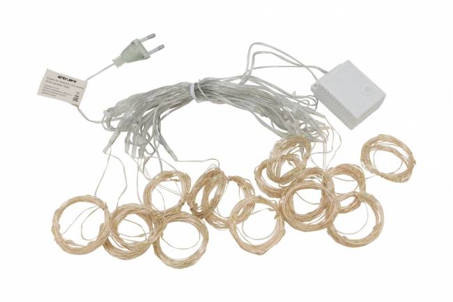 Гирлянда Гирлянда 450LED 220V, 8 режимов, 3х3 м, занавес, медь, тёплый белый — для бизнеса и офиса Гирлянда Гирлянда 450LED 220V, 8 режимов, 3х3 м, занавес, медь, тёплый белый — для бизнеса и офиса
