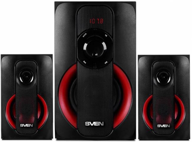 SVEN MS-304, черный, акустическая система 2.1, мощность (RMS): 20 Вт + 2x10 Вт, FM-тюнер, USB/SD, дисплей, ПДУ, Bluetooth SVEN MS-304 — для бизнеса и офиса SVEN MS-304, черный, акустическая система 2.1, мощность (RMS): 20 Вт + 2x10 Вт, FM-тюнер, USB/SD, дисплей, ПДУ, Bluetooth SVEN MS-304 — для бизнеса и офиса
