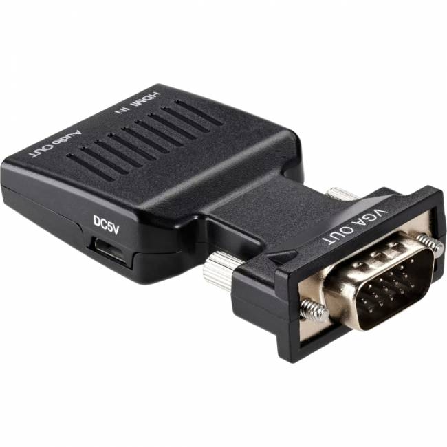 Переходник HDMI(F) --> VGA(M)+audio,1080*60Hz, VCOM <CA336A> Переходник VCOM HDMI F/VGA M+mini jack 3.5 mm M (CA336A) — для бизнеса и офиса