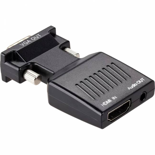 Переходник HDMI(F) --> VGA(M)+audio,1080*60Hz, VCOM <CA336A> Переходник VCOM HDMI F/VGA M+mini jack 3.5 mm M (CA336A) — для бизнеса и офиса