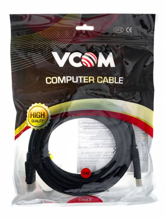 Кабель соединительный DISPLAY PORT v1.2, 4K@60Hz, 5m VCOM <VHD6220-5M> VCOM DisplayPort (m) - DisplayPort (m) 5м — для бизнеса и офиса