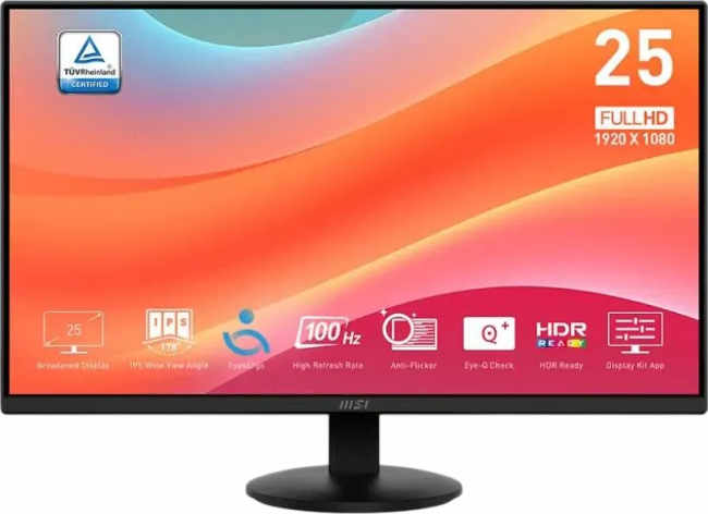 Монитор MSI PRO MP252L 24.5" 1920x1080, IPS, 100Hz, 4ms, 100M:1, 250cd, HDMI 1.4,DP 1.2, 1y, Black MSI PRO MP252L 24.5" — для бизнеса и офиса Монитор MSI PRO MP252L 24.5" 1920x1080, IPS, 100Hz, 4ms, 100M:1, 250cd, HDMI 1.4,DP 1.2, 1y, Black MSI PRO MP252L 24.5" — для бизнеса и офиса