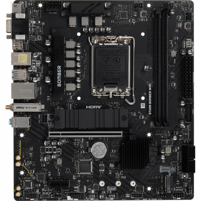 Материнская плата MSI B760M BOMBER WIFI — для бизнеса и офиса Материнская плата MSI B760M BOMBER WIFI — для бизнеса и офиса