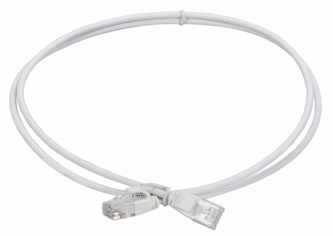 ITK Коммутационный шнур кат.5E UTP LSZH 2м slim колпачок с язычком белый ITK PC08-C5EUL-2M-SL-WT — для бизнеса и офиса