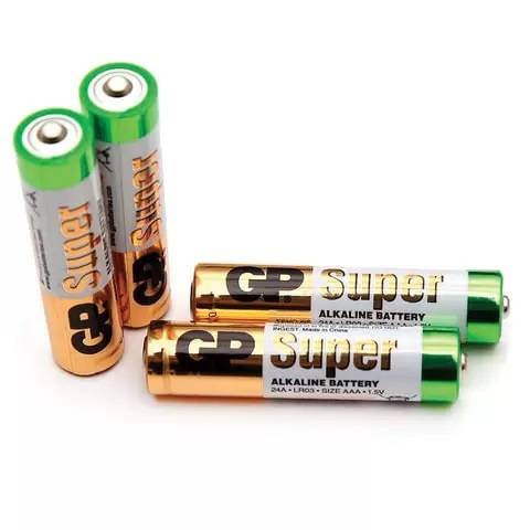 Алкалиновые батарейки GP Super Alkaline 24А ААA - 4 шт. в пленке GP Super Alkaline 24А ААA (4891199071850) — для бизнеса и офиса Алкалиновые батарейки GP Super Alkaline 24А ААA - 4 шт. в пленке GP Super Alkaline 24А ААA (4891199071850) — для бизнеса и офиса