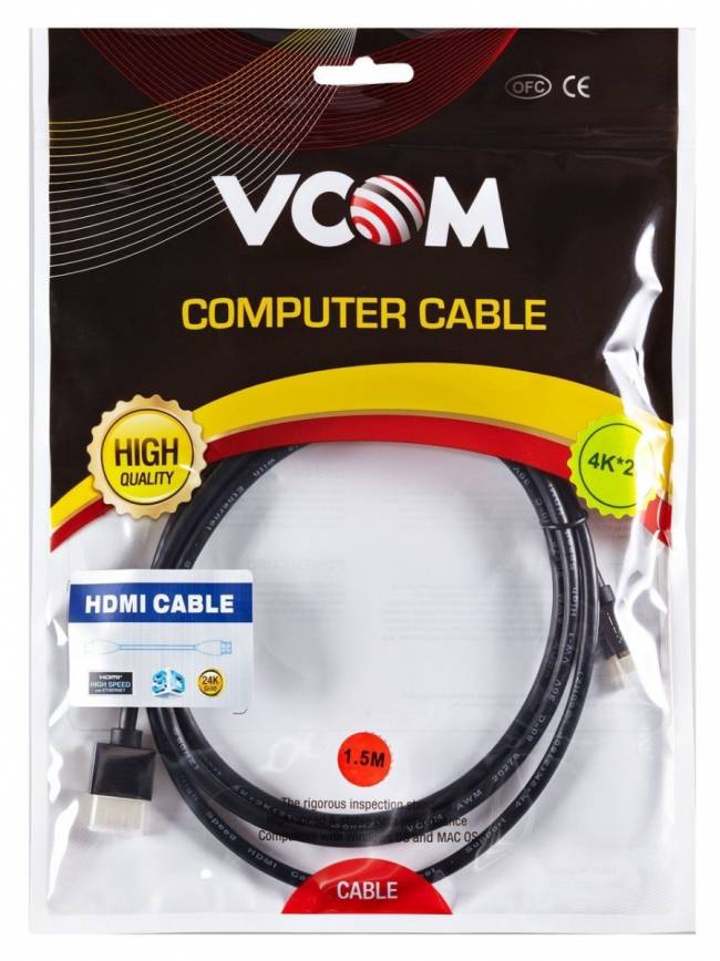 Кабель HDMI-19M --MicroHDMI-19M ver 2.0+3D/Ethernet,1.5m метал разъемы VCOM <CG506AD-1.5M> VCOM HDMI (m) - micro-HDMI (m) 1.5м — для бизнеса и офиса