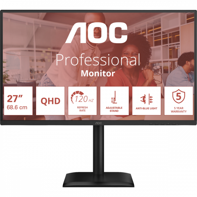 Монитор AOC Q27E4U 27 16:9 IPS 2560x1440 120Hz 4ms 350cd 1xHDMI 1xDP 4xUSB 3.2 2Wx2 HAS 150mm Internal Black 100x100 AOC Q27E4U — для бизнеса и офиса Монитор AOC Q27E4U 27 16:9 IPS 2560x1440 120Hz 4ms 350cd 1xHDMI 1xDP 4xUSB 3.2 2Wx2 HAS 150mm Internal Black 100x100 AOC Q27E4U — для бизнеса и офиса