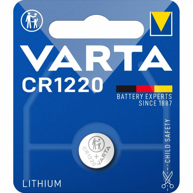 Батарейка Varta ELECTRONICS CR1220 BL1 Lithium 3V (6220) (1/10/100) (1 шт.) Varta PRIMARY LITHIUM CR1220 (06220101401) — для бизнеса и офиса
