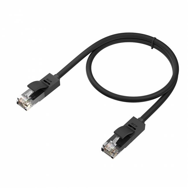 GCR Патч-корд прямой 4.5m UTP кат.5e, черный, позолоченные контакты, 24 AWG, литой, GCR, ethernet high speed 1 Гбит/с, RJ45, T568B, GCR-51549 Greenconnect RJ45(m) - RJ45(m) Cat. 5e UTP  4.5м черный — для бизнеса и офиса