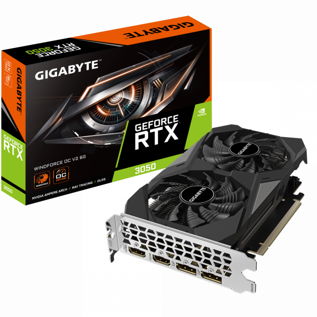 Видеокарта GIGABYTE GV-N3050WF2OCV2-6GD — для бизнеса и офиса Видеокарта GIGABYTE GV-N3050WF2OCV2-6GD — для бизнеса и офиса