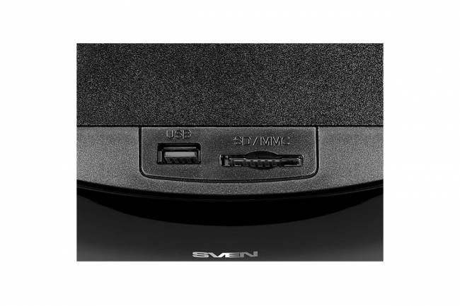SVEN MS-305, черный, акустическая система 2.1, мощность (RMS): 20 Вт + 2x10 Вт, FM-тюнер, USB/SD, дисплей, ПДУ, Bluetooth SVEN MS-305 — для бизнеса и офиса