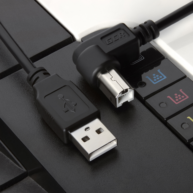 Greenconnect Кабель 1.5m USB 2.0, AM/BM угловой, черный, 28/28 AWG, экран, армированный, морозостойкий, GCR-UPC3M2-BB2S-1.5m Greenconnect  USB 2.0 Type-AM - USB 2.0 Type-BM 1.5м — для бизнеса и офиса