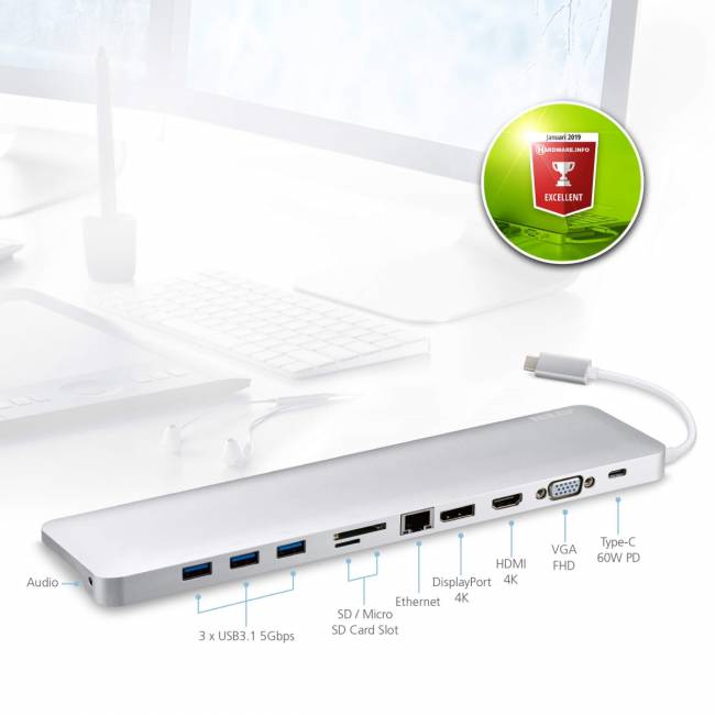 USB-C Мультипортовая док станция со сквозной передачей питания ATEN UH3234 — для бизнеса и офиса