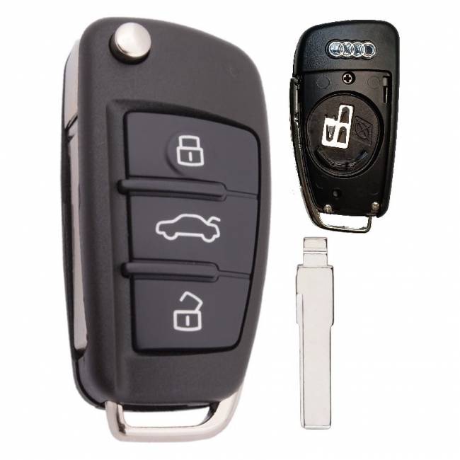 Корпус выкидного ключа AUDI 3 кнопки HU-HAA HU66, бат.на корпусе, с лого — для бизнеса и офиса Корпус выкидного ключа AUDI 3 кнопки HU-HAA HU66, бат.на корпусе, с лого — для бизнеса и офиса