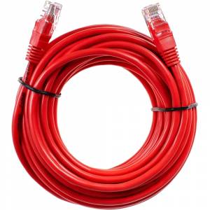 Патчкорд литой "Telecom" UTP кат.5е 10,0м красный VCOM NA102-R-10M