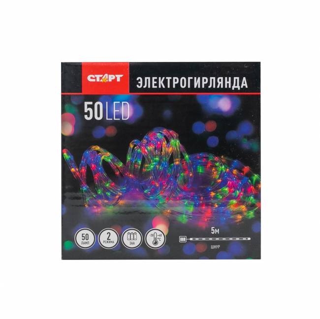 Гирлянда Гирлянда 50LED RGB 3АА, 2 режима, 5 м, шнур, разноцветная — для бизнеса и офиса Гирлянда Гирлянда 50LED RGB 3АА, 2 режима, 5 м, шнур, разноцветная — для бизнеса и офиса