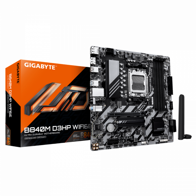 Материнская плата Gigabyte B840M D3HP WF6E — для бизнеса и офиса Материнская плата Gigabyte B840M D3HP WF6E — для бизнеса и офиса