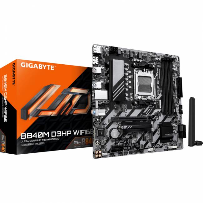Материнская плата Gigabyte B840M D3HP WF6E — для бизнеса и офиса Материнская плата Gigabyte B840M D3HP WF6E — для бизнеса и офиса
