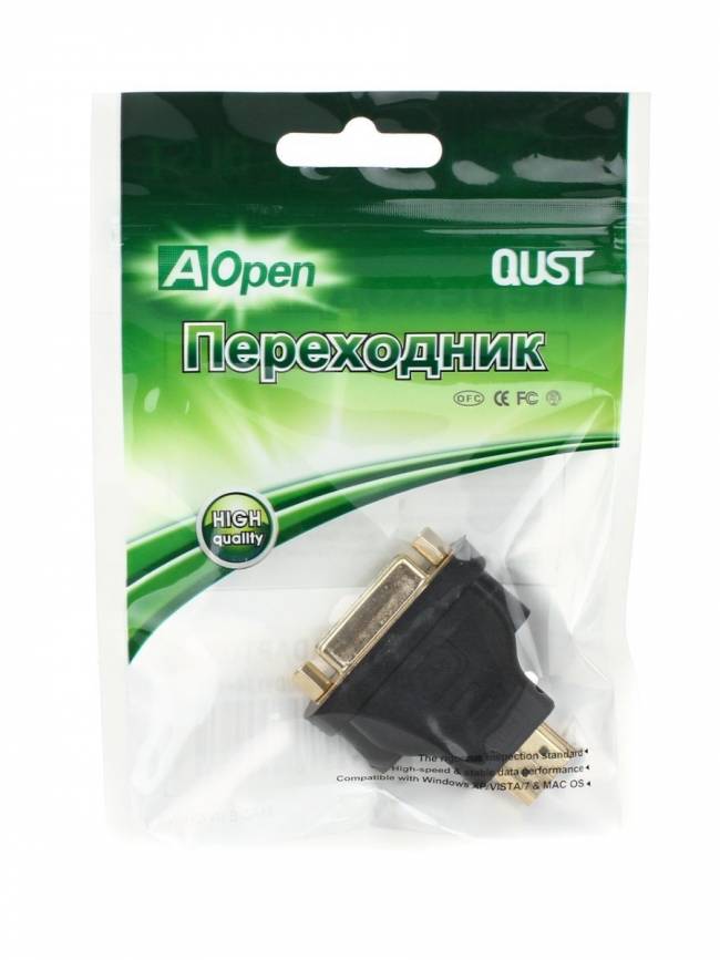 Переходник DVI-D 25F <--> HDMI 19M Aopen/Qust <ACA311> Aopen DVI-D 25F to HDMI 19M — для бизнеса и офиса Переходник DVI-D 25F <--> HDMI 19M Aopen/Qust <ACA311> Aopen DVI-D 25F to HDMI 19M — для бизнеса и офиса