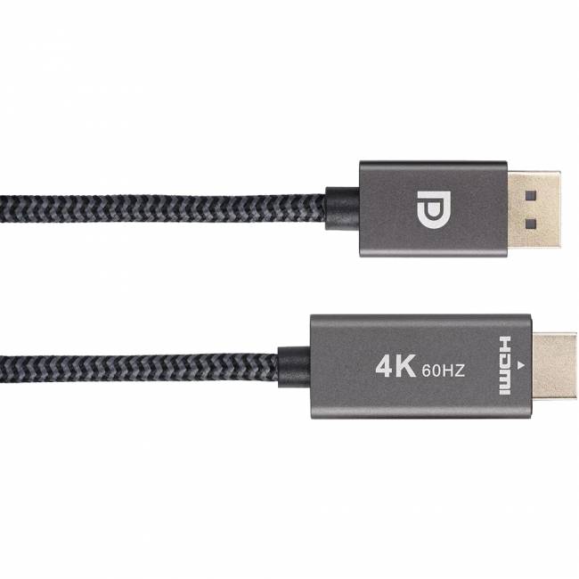 Кабель DisplayPort M-> HDMI M 4K@60Hz 1.8m Telecom,оплетка (TA561M-1.8M) Кабель-переходник Telecom DisplayPort M/HDMI M (TA561M-1.8M) — для бизнеса и офиса