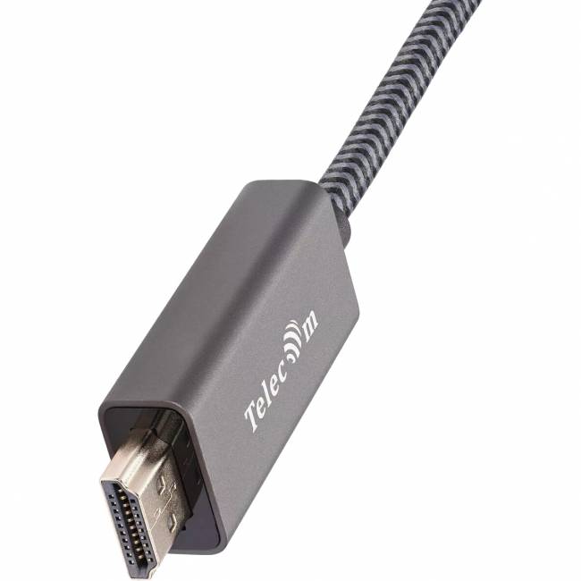 Кабель DisplayPort M-> HDMI M 4K@60Hz 1.8m Telecom,оплетка (TA561M-1.8M) Кабель-переходник Telecom DisplayPort M/HDMI M (TA561M-1.8M) — для бизнеса и офиса