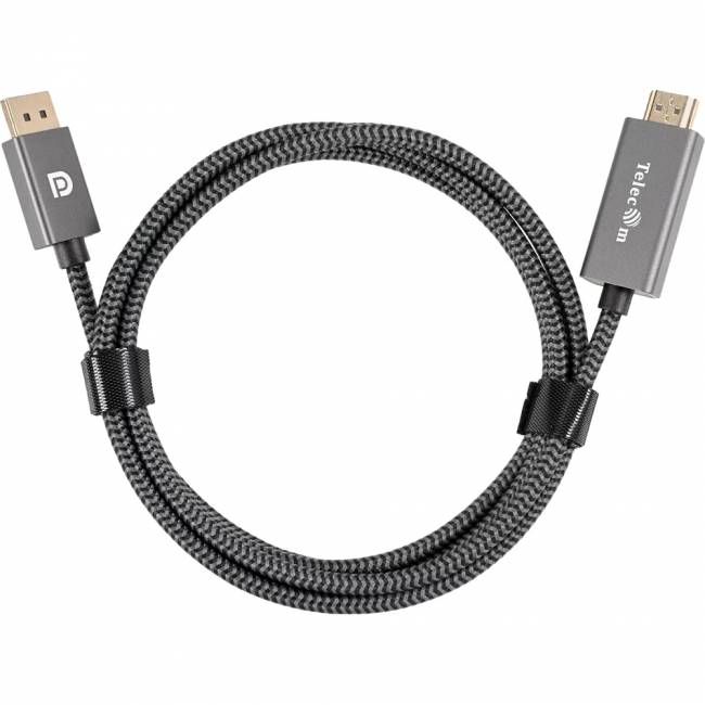 Кабель DisplayPort M-> HDMI M 4K@60Hz 1.8m Telecom,оплетка (TA561M-1.8M) Кабель-переходник Telecom DisplayPort M/HDMI M (TA561M-1.8M) — для бизнеса и офиса